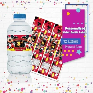 PRINTED MICKEY MOUSE Personalised Water Bottle Labels Stickers Party Decorations - Picture 1 of 3