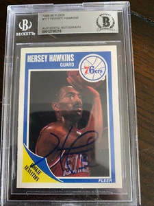 Beckett BAS Authenticated 1989-90 Fleer #117 Hersey Hawkins RC AUTO 76ERS - Picture 1 of 9
