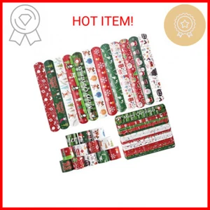 48PCS Christmas Slap Bracelets Slap Xmas Snap Bracelet Party Favors Toys Slap Ba - Picture 1 of 2