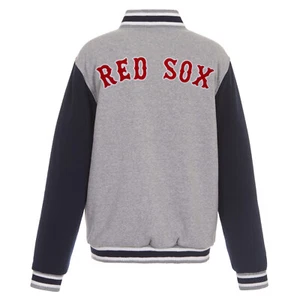 MLB Boston Red Sox Chaqueta Reversible Completa a Presión Polar Logotipos Bordados JHD - Imagen 1 de 6