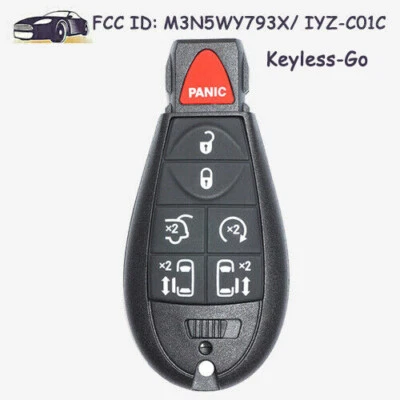 Keyless Go Remote Key Fob 7 Button 05026590 IYZ-C01C for Chrysler Town & Country Foto 1 de 3