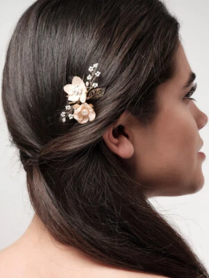 Haarschmuck Haarnadel Tiara Diadem Kristalle Perlen Haargesteck Kommunion Braut  - Bild 1 von 2