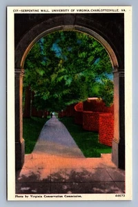 Postcard Vtg Virginia Serpentine Wall University Of VA Charlottesville - Picture 1 of 2