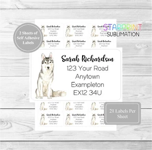 Husky Siberiano 42 etiquetas de dirección personalizadas para perro, pegatinas de devolución personalizadas - Imagen 1 de 1