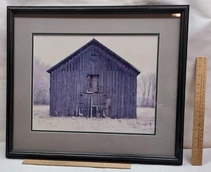 OLD BARN in SNOW - FRAMED and MATTED color PHOTO - signed by GREG BRADFORD - Picture 1 of 11