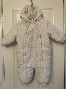 Baby Cosy And Warm Snowsuit, Beige/light Grey With Bear, Age 6-9 Months - Picture 1 of 8