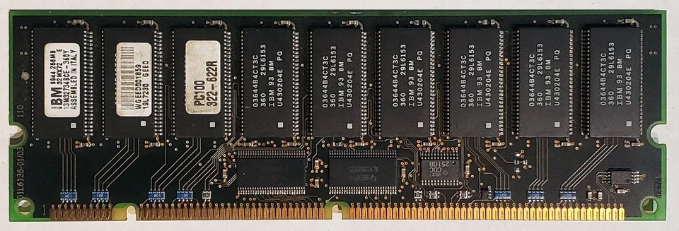 IBM 19L7230 256MB PC100-322-622R PC100 RegECC Memory DIMM, RARE - Image 1 of 2