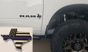 3.5" THIN BLUE LINE AMERICAN FLAG TEXAS STATE Edition Emblem METAL Truck Sticker - Foto 1 di 4