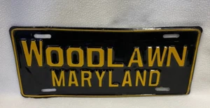 Vintage Original 1954 Maryland License Plate Single Year WOODLAWN Black & Gold - Picture 1 of 4