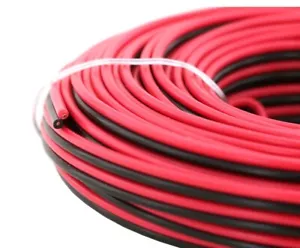 Neu 50 Fuß Rolle 100 % Kupfer 20 AWG gestrandet rot/schwarz 2 Leiter verklebter Reißverschlussdraht - Bild 1 von 3