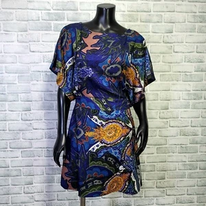 Vertigo Paris XS Paisley Boho Silky Mini Dress Batwing S/S Casual Summer Dress - Picture 1 of 6