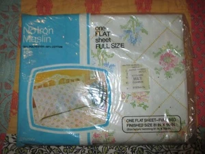 Vintage Floral Pink Rose Sheet Flat 81x99 No Iron Muslin - Picture 1 of 6