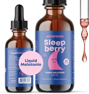 JoySpring Sleepberry Kids Liquid Melatonin 3mg Sleep Aid w/ Vit D3; Exp.7/26 - Picture 1 of 7