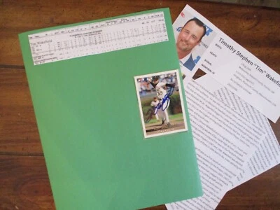 Тим Уэйкфилд (умер в 2023) подписанный 1993 верхняя колода карта с 8 x 11 дисплей/некролог - Изображение 1 из 4