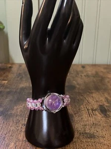 Infinity Analog Wristwatch W/ Quartz Movement Lavender Purple Beaded Band NEW - Picture 1 of 13