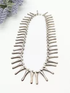 Vintage große Taxco Mexiko modernistische Sterlingsilber Freiform-Drop-Halskette - Bild 1 von 8