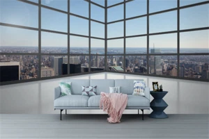 3D Balcony Glass Window City Building Self-Adhesive Wallpaper Wall Murals Poster - Picture 1 of 6