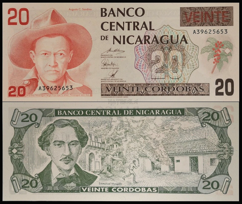 NICARAGUA 20 CORDOBAS 1990 PICK-176(2) UNC **Scarce in this condition** - Image 1 of 1