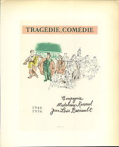 1959 Mini Poster Lithograph ORIGINAL Print Raoul Dufy Tragedie Comedie Comedy
