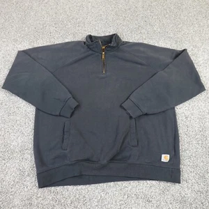Carhartt Sweater Mens 2XLT Black Thermal Pullover Zip Sweatshirt Grunge K503 - Picture 1 of 12