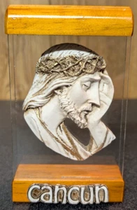 Art Deco Jesus Holz handgefertigt Cancun in Holz und Glas ~ kostenloser Versand - Bild 1 von 6