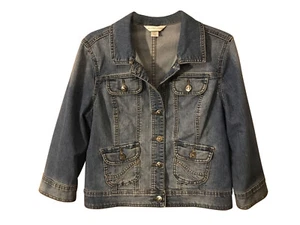 Christopher & Banks Women's Denim Blue Jean Bomber Jacket Size Small - Picture 1 of 9