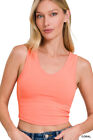 Women's Cropped Tank Top Cami Soft Stretch Cotton Sleeveless Midriff Shirt