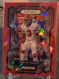 Terrion Arnold  2024 Panini Prizm Draft Picks Red Cracked Ice RC Alabama - Bild 1 von 2