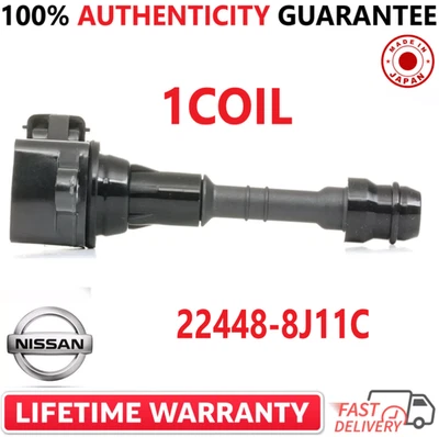 Bobina de encendido única OEM Nissan para Nissan e Infiniti 2001-2019, 22448-8J11C Foto 1 de 4