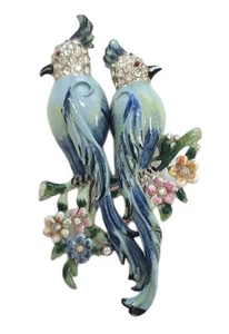 Vintage Coro Duette Pat. 1798867 Blue Calopsittas Pat.11469 Brooch Fur Clips - Picture 1 of 12