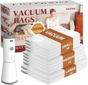 Bolsas de sellado al vacío Vacbird para ropa, paquete de 10 bolsas de almacenamiento al vacío con cable - Imagen 1 de 9