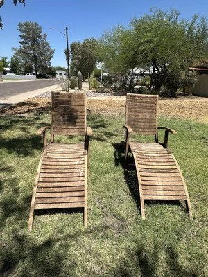 🚨Teak Wood Chairs Jensen Leisure High End Lounge Chairs Removable Ft Rests - Image 1 of 4