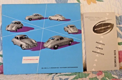 Early  Original Porsche 356 Brochure W/ Technical Data Pocket  Brochure    Both - Image 1 of 4