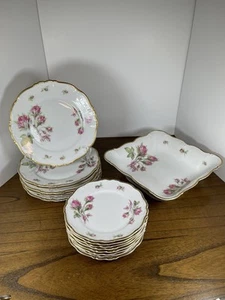 Lot Of 16 Edelstein Bavaria Maria Theresia Moss Rose Germany Plates /Square Bowl - Picture 1 of 16