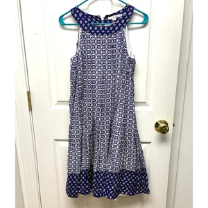 Boden Dress Sleeveless Shift Flared Hem Sleeveless Blue White Women's US 8 UK 12 - Picture 1 of 9