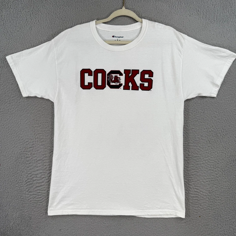 South Carolina Gamecocks Shirt MENS Large White Champion Athletic Cotton Tee - Image 1 of 4