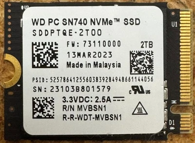 WD SN740 2TB M.2 2230 SSD NVMe PCIe4x4 For Microsoft Surface Pro 9 Steam Deck - Image 1 of 3