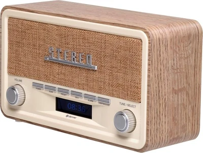 Retro DAB/DAB+ & UKW Bluetooth Radio mit Dual Alarm & AUX-Eingang - helle Holzfinne - Bild 1 von 4
