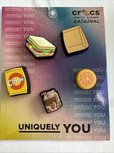 Crocs Jibbitz Uniquely You Shoe Charms School Lunch Bag (5 Pcs) NEW Chips Orange - Picture 1 of 6