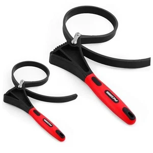 Rubber Strap Adjustable Wrench Set - 2-Piece Oil Filter Pipe Jar Opener 4"-6 - Picture 1 of 8