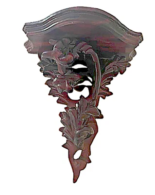 suporte de parede ou prateleira de mogno de madeira finamente esculpida, estilo Floresta Negra - Imagem 1 de 4