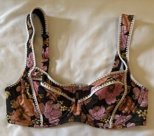 Victorias Secret Floral Shimmer Underwired Bikini Top Size 34D NWOT - Picture 1 of 3
