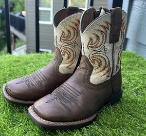 Ariat Kids Storm Cowboy Boots Brown Size 8 - Picture 1 of 13