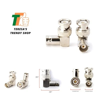 BNC 90 Degree Adapter, Male to Female Converter, Elbow Coax Connector, Right ... - Image 1 of 4