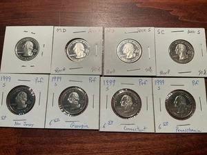 Lot of 8 Proof State Quartes 90% Silver  Proof 1999 & 2000 - Picture 1 of 2