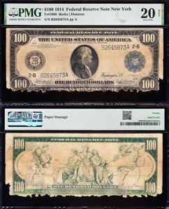 *RARE* VF net graded 1914 $100 NEW YORK Federal Reserve Note! PMG 20! FREE SHIP! - Picture 1 of 3