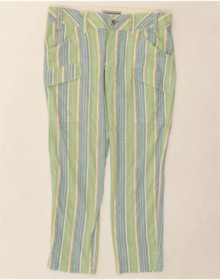 THINK PINK Damen Freizeithose IT 44 Medium W34 L26 grün gestreift AL15 - Bild 1 von 3