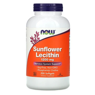 Now Foods Sunflower Lecithin 1200 mg 200 Softgels GMP Quality Assured, Kosher, - Image 1 of 2