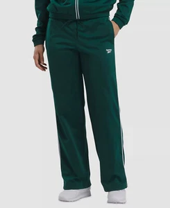 Pantalones de chándal Reebok para mujer verde logotipo identidad pierna recta tricot talla L - Imagen 1 de 4