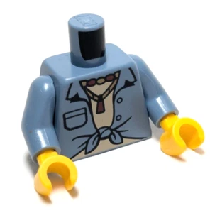 Lego - Minifigur Torso - blaue Jacke, gebunden, Halskette, Taschen - Bild 1 von 2